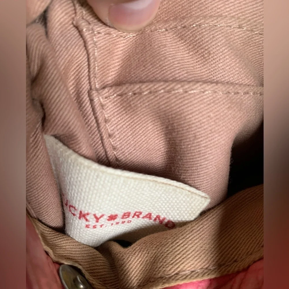 Lucky brand leather pink crossbody purse Bohemian boho hippie grungy festival
